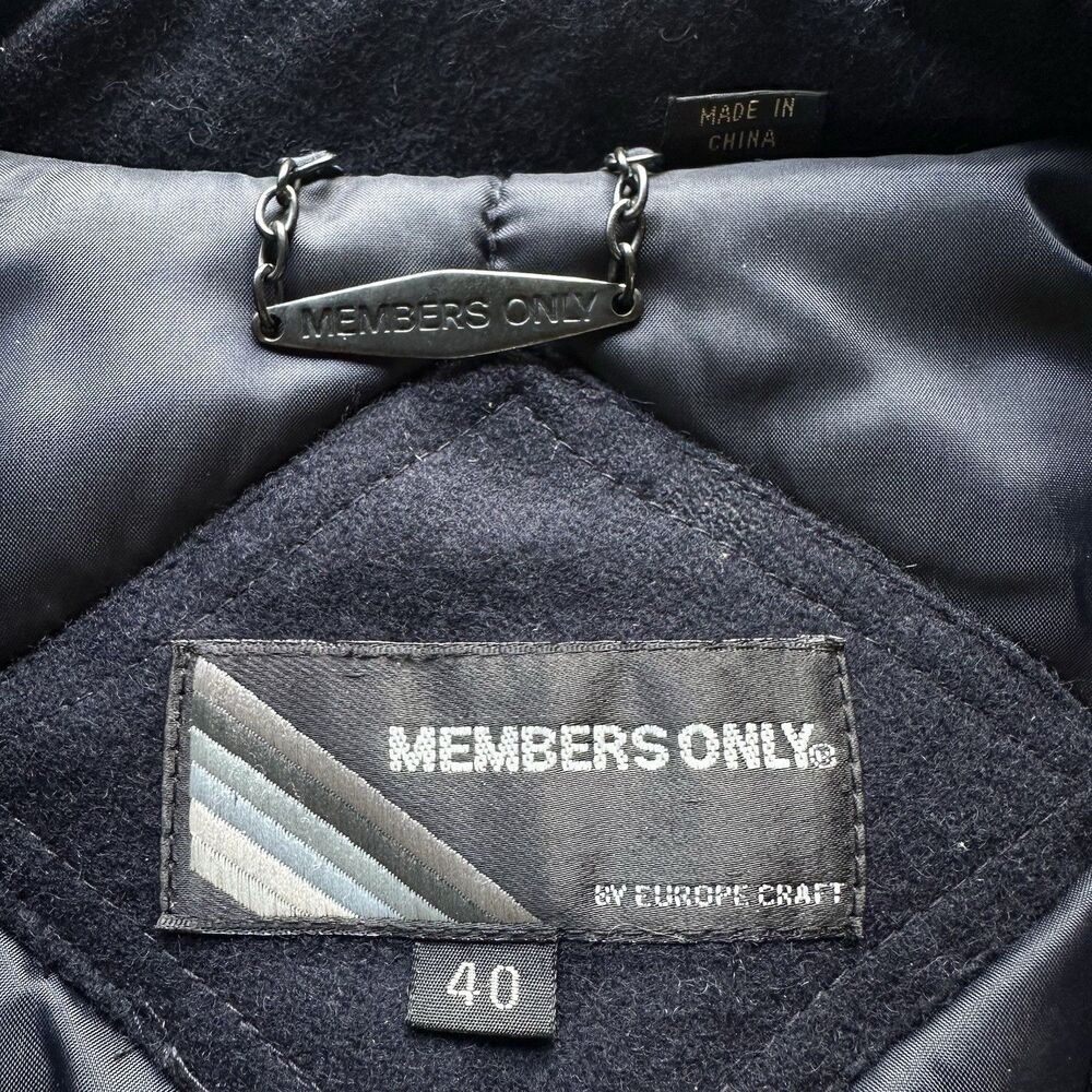 Vintage Members Only Mens Wool Bomber Jacket Sz 40 Medium Navy Blue Quilted 90s - Picture 3 of 14